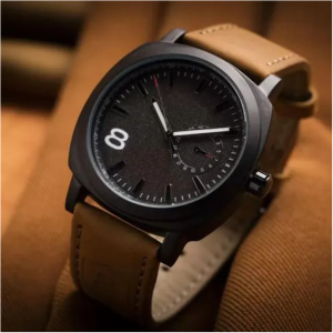 Brown Leather Analog Wrist Watch For Men