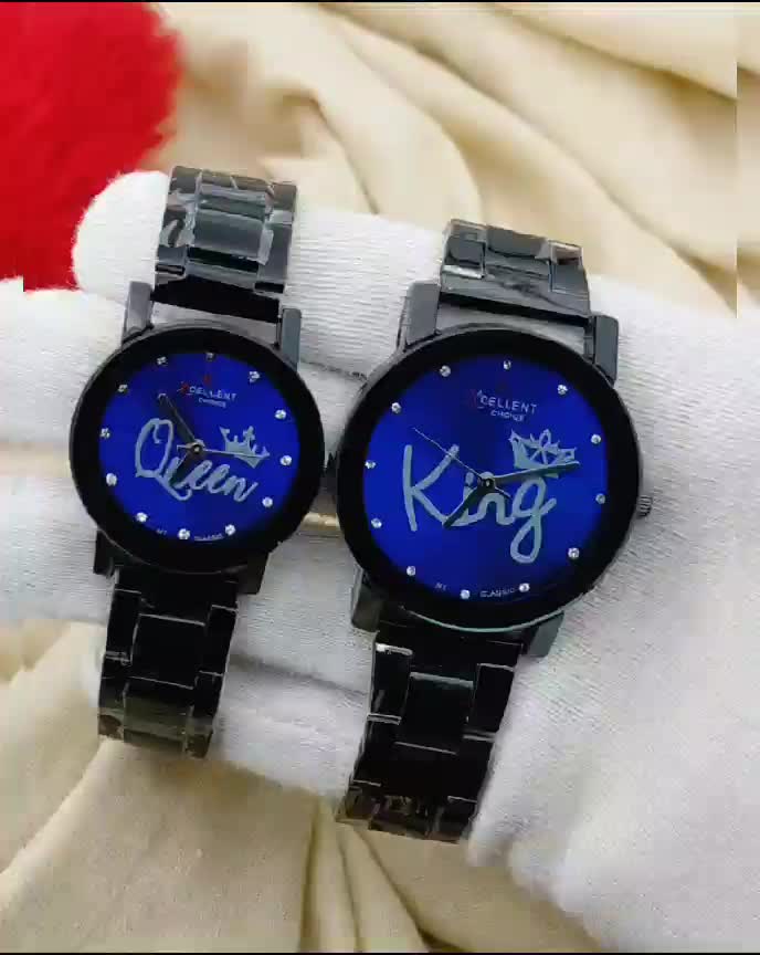 Couple Watches - Watch for Men and Women - Chain Watches for Men & Girls - Stylish & Luxury Couple Watches - King & Queen - Quartz Watch with Box & Bag - Wedding & Valentine Days Gift for Couple - Free delivery Product - Wedding Accessories