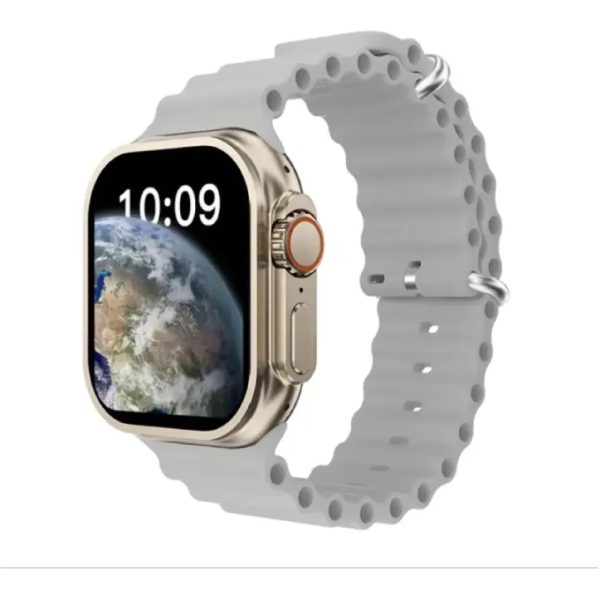 T10 Ultra Smartwatch with 2.09-inch HD display, black zinc alloy frame, and magnetic charging cable shown