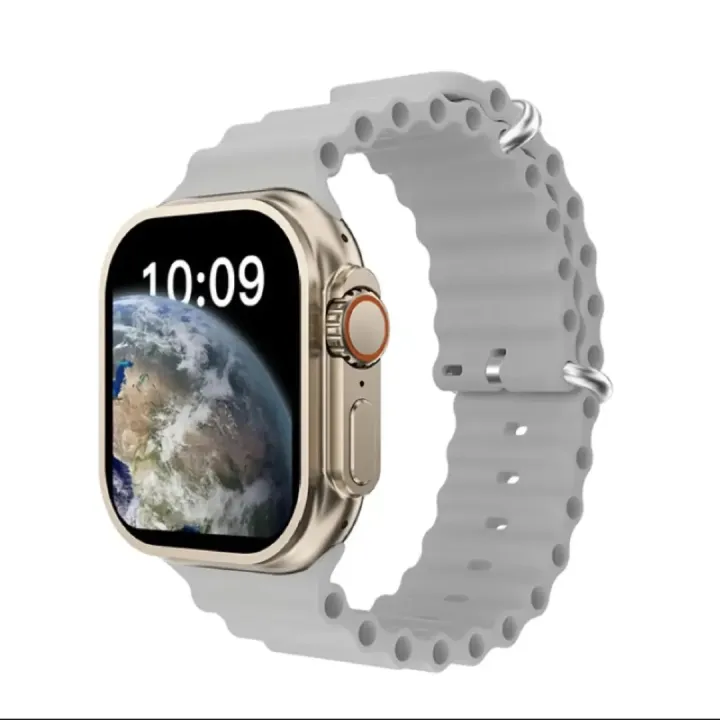 T10 Ultra Smartwatch with 2.09-inch HD display, black zinc alloy frame, and magnetic charging cable shown