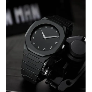 Arabic Black Aura watch New Arabic Men’s Aura Watch Black Modern Creative Design Waterproof Stainless Steel Chain Quartz Movement for smart men